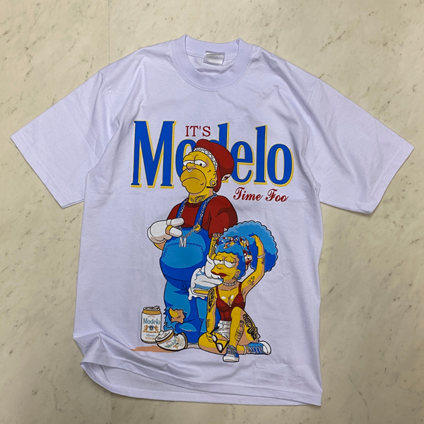 LA発 【2XL】 It's Modelo Time アンダーグラウンド グラフィック ヘビーウェイト 半袖 Tシャツ 白 モデロ Simpsons シンプソンズ チカーノ