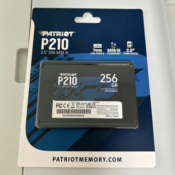【未使用品】Patriot Memory P210 256GB SATA3 内蔵型SSD 6Gb/s 2.5インチ 7mm