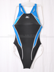 K1910-04■mizuno ミズノ マイティライン2 ハイカット競泳水着 K85EC03201 光沢 ブラック×ブルー 140