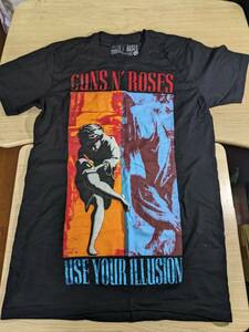 【服飾】 ビンテージ レア Tシャツ バンド 当時物? GUNS N' ROSES ガンズアンドローゼス USE YOUR ILLUSION 公式 S 黒 半袖