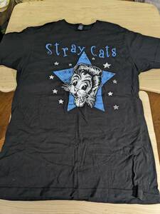 【服飾】 ビンテージ レア Tシャツ バンド 当時物? Stray Cats ストレイキャッツ CAT LOGO _ TULTEX M 黒 半袖