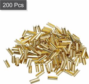 ターミネーターカールキャップ コードエンドストッパー コードエンドクラスプ DIYレザー 装飾用 ゴールドトーン 12.5mm 200個入り