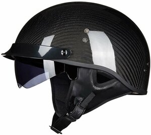 TZX688★新発売　オフロード　 ハーフヘルメット 半帽 バイクヘルメット 炭素繊維内蔵サングラスLサイズ