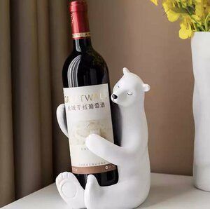 LHH676★白熊型ワインボトルホルダー ワインラック インテリア オブジェ シロクマ 熊 北極熊 小物 置物 ワイン ワインボトルホルダー 白熊