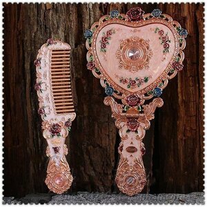 cjx109* in set lovely! Vintage hand mirror & comb! hand-mirror . Princess . antique Vintage retro Europe west 