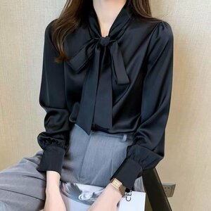 LRM870★新品　シャツブラウス　ladiesレディース　秋冬　sexy　長袖　人気　ボウタイ装飾　