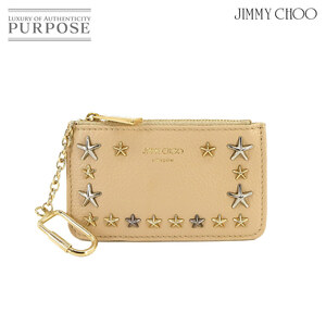 ジミーチュウ JIMMY CHOO スター スタッズ コインケース 小銭入れ レザー ベージュ 121696 Coin Case 90232019