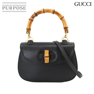 グッチ GUCCI バンブー 2way ハンド ショルダー バッグ レザー ブラック ゴールド 金具 000 2113 0633 Bamboo Bag 90231738