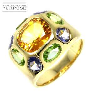 リング 11.5号 シトリン 1.65ct アイオライト 1.086ct ペリドット 0.93ct K18 YG イエローゴールド 750 指輪 Citrine Ring 90230954