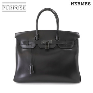 未使用 展示品 エルメス HERMES バーキン35 ソーブラック ボックスカーフ ハンド バッグ □O刻印 ブラック 金具 Birkin 35 90234615