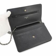 シャネル CHANEL キャビアスキン チェーン ウォレット 長財布 レザー ブラック A48654 ココマーク シルバー 金具 Chain Wallet 90230563_画像6