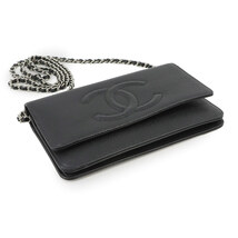 シャネル CHANEL キャビアスキン チェーン ウォレット 長財布 レザー ブラック A48654 ココマーク シルバー 金具 Chain Wallet 90230563_画像4