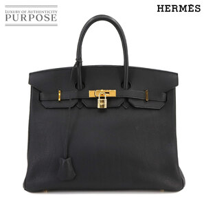 新品同様 エルメス HERMES バーキン35 ハンド バッグ トゴ ブラック □F刻印 ゴールド 金具 Birkin 35 90231720