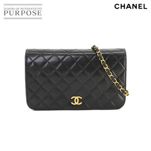 新品同様 シャネル CHANEL マトラッセ チェーン ショルダー バッグ レザー ブラック ゴールド 金具 プッシュロック A03568 90231829