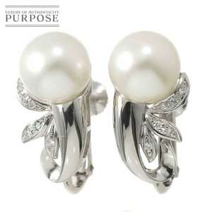  White Butterfly жемчуг 10.8mm diamond 0.11/0.11ct серьги Pt платина South Sea pearl Earrings Clip-on 90231212