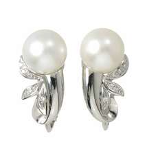 白蝶真珠 10.8mm ダイヤ 0.11/0.11ct イヤリング Pt プラチナ South Sea pearl Earrings Clip-on 90231212_画像2