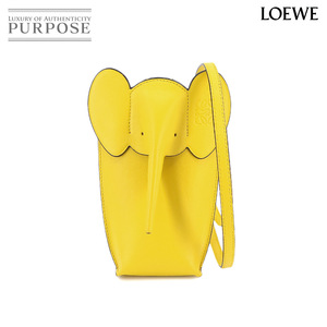 未使用 展示品 ロエベ LOEWE エレファント ポケット ショルダー バッグ レザー イエロー C623B02X10 Elephant Pocket 90233336