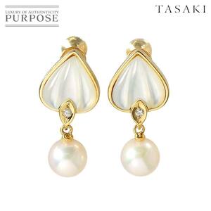 tasakiTASAKI Akoya pearl 7.1mm shell diamond 0.01ct×2 earrings K18 YG yellow gold 750 pearl Tasaki Shinju Earrings 90229711