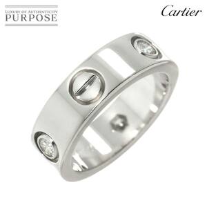 カルティエ Cartier ラブ #48 リング ハーフ ダイヤ 3P K18 WG ホワイトゴールド 750 指輪 Love Ring 90230970