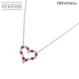 ティファニー TIFFANY&Co. センチメンタル ミニ ハート サファイヤ ダイヤ ネックレス 40cm Pt プラチナ Sentimental Necklace 90229989