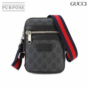 グッチ GUCCI GGスプリーム スモール メッセンジャー ショルダー バッグ グレー ブラック 598103 GG Supreme Messenger Bag 90233932