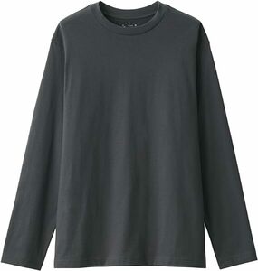 無印良品 天竺編みクルーネック 長袖Tシャツ 紳士S チャコールグレー AB1L3A3A♪メンズ Tシャツ