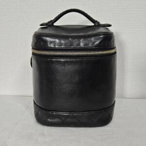 【1円スタート】CHANEL シャネル シールあり１番台　ココマーク　バニティーバッグ　レザー　ブラック　C5538