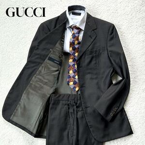 1円～極美品 GUCCI グッチ スーツ セットアップ チャコールグレー 3B サイズS
