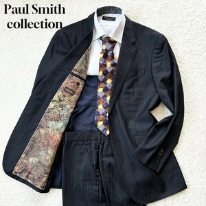 1円～極美品 Paul Smith COLLECTION ポールスミス コレクション スーツ セットアップ テーラードジャケット L ウール 総柄 黒 ブラック