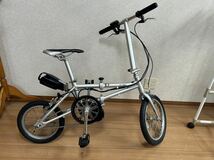 バイク技術研究所 YS-22E-01 アルミ 折りたたみ 電動アシスト自転車 ミニベロ 前16後14インチ 2400mAh _画像1