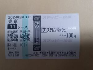 現地購入複勝馬券(スマッピー投票) オークス ステレンボッシュ