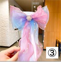 ヘアクリップ リボン ③ かわいい チュール オーガンジー 女の子 ピンク 韓国 　即決価格_画像6