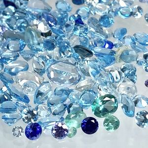 〔青系色石おまとめ100ct〕m ルース 裸石 宝石 ジュエリー jewelry ブルートパーズ アクアマリン トルマリン