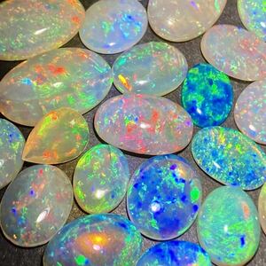 遊色効果抜群!!〔天然オパールおまとめ〕J 100ct ルース 裸石 宝石 ジュエリー jewelry opal 遊色 water fire white ③