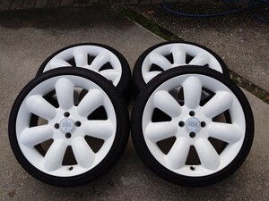 RH マキシライト【中古】 17インチ 7J 4H100 ＋35 ホワイト 195/40R17 グッドイヤーバリ溝