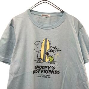 PEANUTS スヌーピーイラスト半袖Tシャツ　水色　メンズM g2