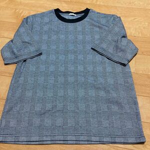 GU☆グレンチェック柄Tシャツ☆Mサイズ☆グレー☆即購入可能☆送料込み