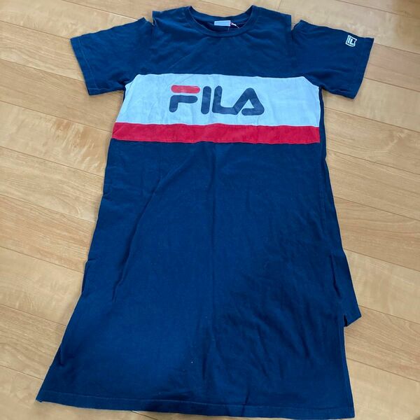 FILA☆肩裾スリット入りTシャツワンピ☆150cm☆即購入可能☆送料込み