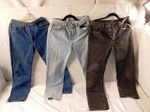 A772★Levi’s 501/3本セット/メンズ用/XX★W34.L34★W34.L36★W33.L36/黒色系/青色系/デニム/ジーンズ/リーバイス★送料730円〜