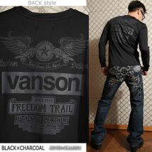 VANSON ドライ長袖Tシャツ ACVL-904 ブラック×チャコール【Lサイズ】バンソン 当店別注 吸汗速乾 抗菌防臭 UVカット バイカー_画像3