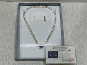 【KIM-2114a】【1円～】パール アクセサリー ネックレス 6.5mm~7.0mm 首回り約40cm イヤリング1個欠損