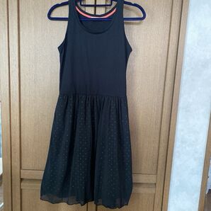 しまむら 裾チュールドットワンピース