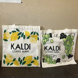 [5-131]KALDI カルディ　coffee farm ミニトートバッグ　２点セット　ハンカチ付き ミニバッグ　トートバッグ