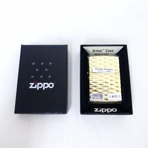 【送料無料】 ZIPPO ジッポー Armor Case アーマー Gold Plate ダイヤモンドシェイプ 4面仕上 ライター 喫煙具 未使用品 /2405C