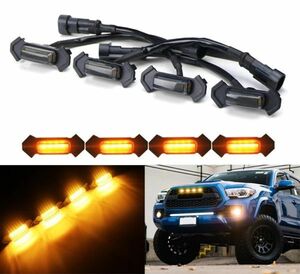 LED grill marker 4 ream Toyota 12V amber Tacoma TRD Pro grill car light smoked parts car exterior ornament light amber yellow color Y0497