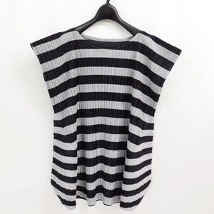 PLEATS PLEASE ISSEY MIYAKE STRIPED BOUNCE WIDE SHIRT TOP プリーツプリーズ イッセイミヤケ ストライプ ボーダー ワイド シャツ トップ