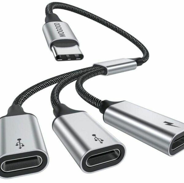 USB C から USB C マザーアダプタ USB分岐器Y ケーブル アダプタ 充電 変換