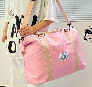 ★ボストンバッグ レディース 大容量 軽量 旅行バッグ 女の子 旅行カバン 2way 　ピンク 修学旅行 旅行バッグ