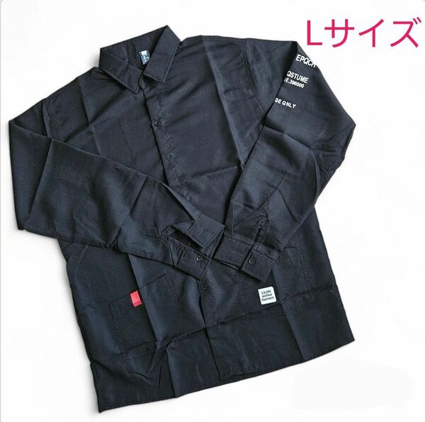 ★メンズ　長袖シャツ　黒　Lサイズ　 コンバットジャケット　ブラック
