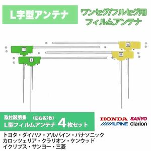 フィルムアンテナ 4枚 【 AVIC-HRZ900 AVIC-HRZ990 】対応 汎用 地デジ/高受信 /トヨタ・ダイハツ/イクリプス・カロッツェリア ナビ 交換